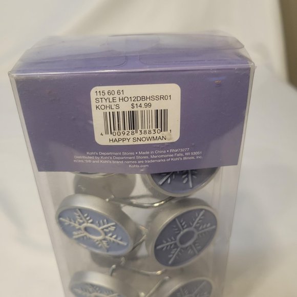 St. Nicholas Square Blue White Winter Snowflake Shower Curtain Hooks Set of 12 - Picture 5 of 5